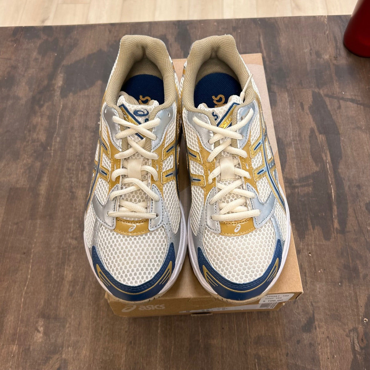 ASICS Gel-1130 Cream Pure Silver Gold Blue Size 7.5 (Pre-Owned) - Image 2