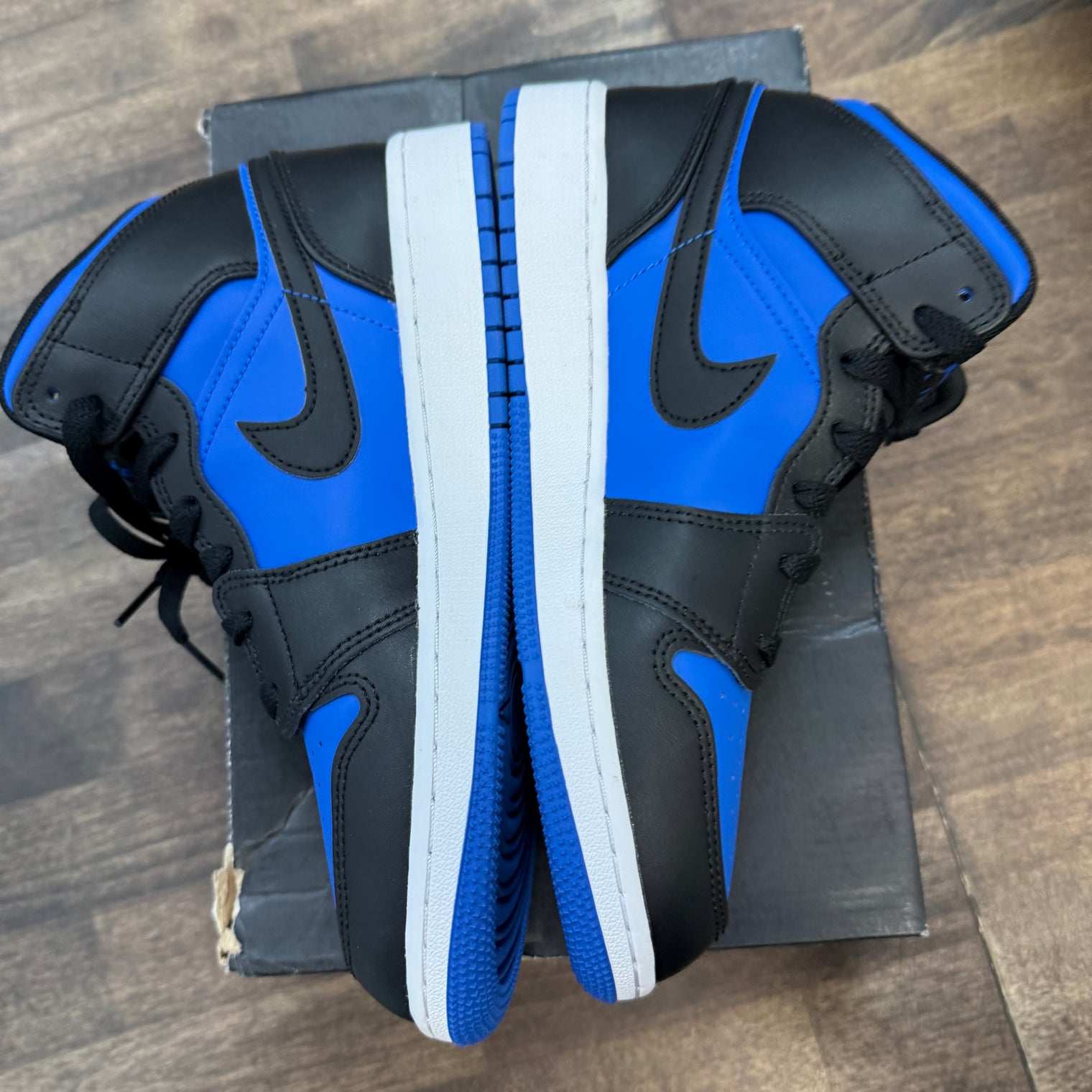 Black Royal Blue Jordan 1 Mid (GS) (Lightly Worn)