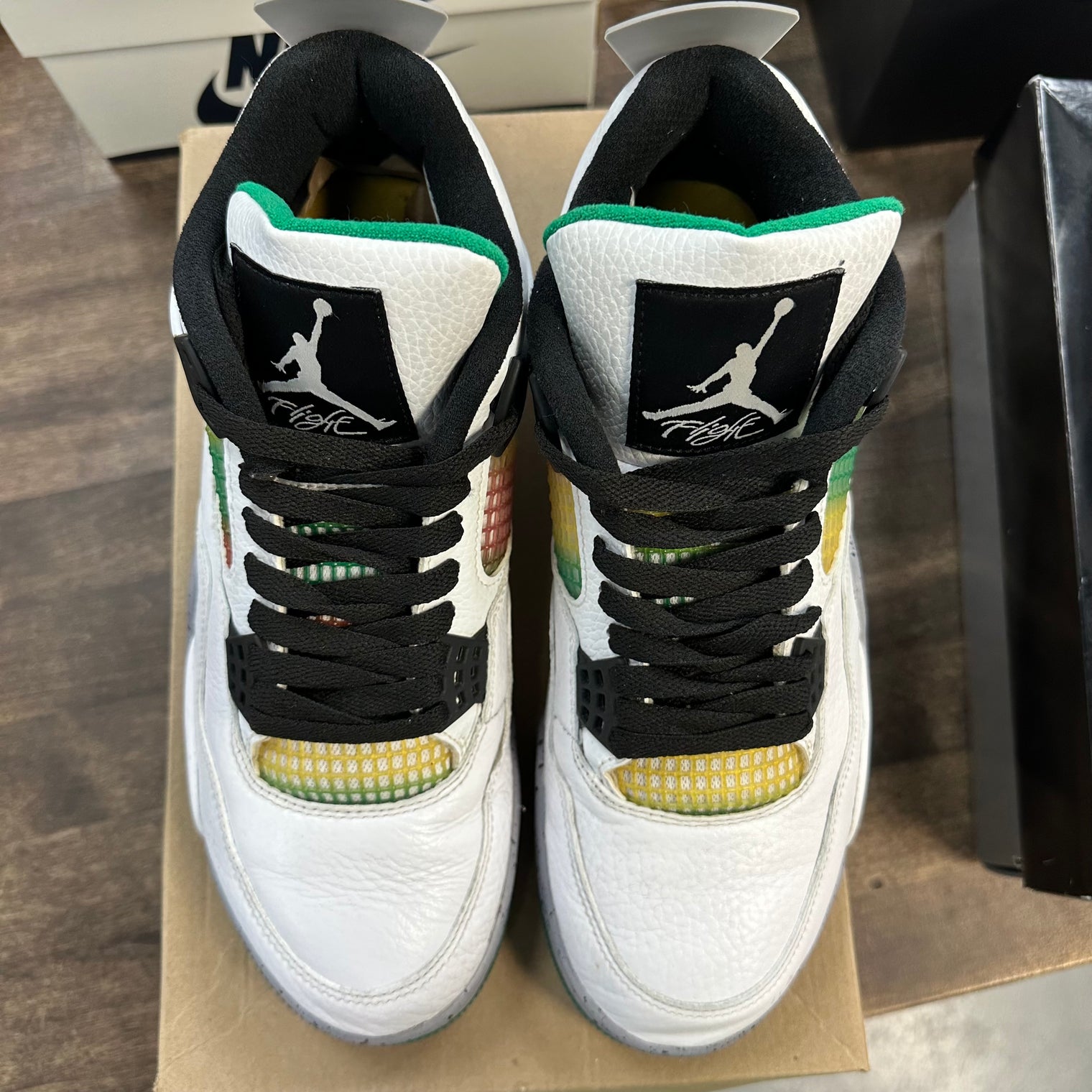 Lucid Green Rasta Jordan 4 Retro (Women's) (USED, No Box)