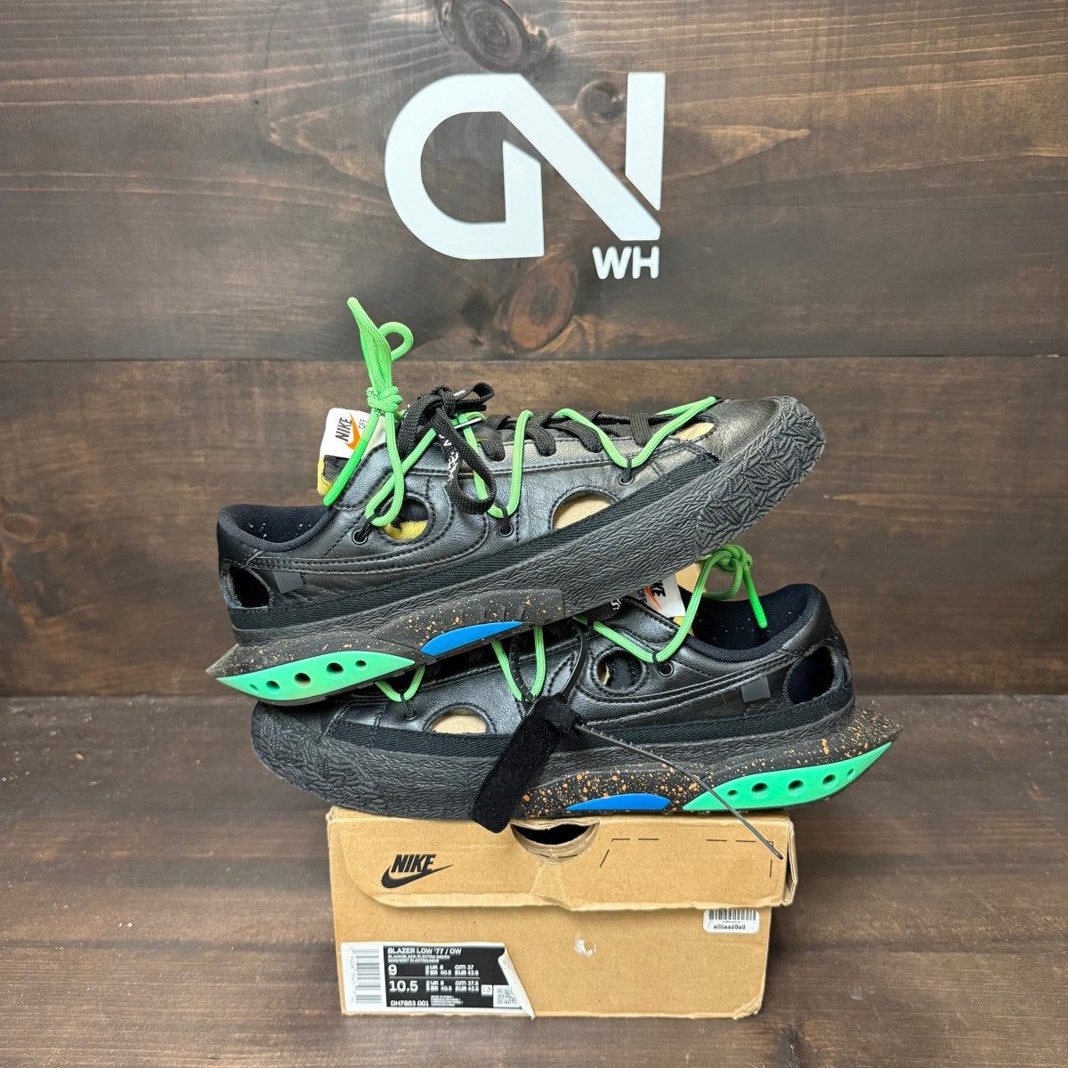 Nike Blazer Low Off-White Black Electro Green - Image 1