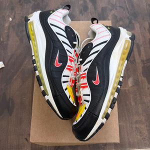 Nike Air Max 98 Black White Yellow Crimson Size 10 (Pre-Owned) - Image 1