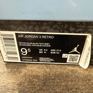 Jordan 3 Retro UNC (2020) Size 9.5 (Pre-Owned)