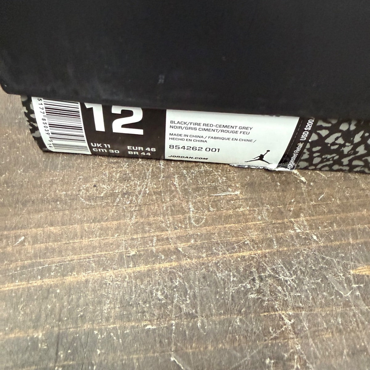 Jordan 3 Retro Black Cement (2018) Size 12 (Pre-Owned)