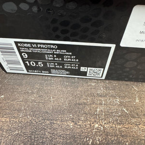 Nike Kobe 6 Protro Total Orange Size 9 (Pre-Owned) - aux