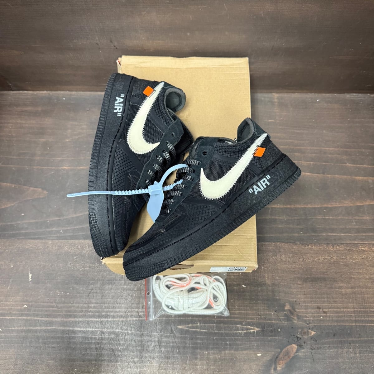 Nike Air Force 1 Low Off-White Black White Size 5.5 (Pre-Owned) - tag