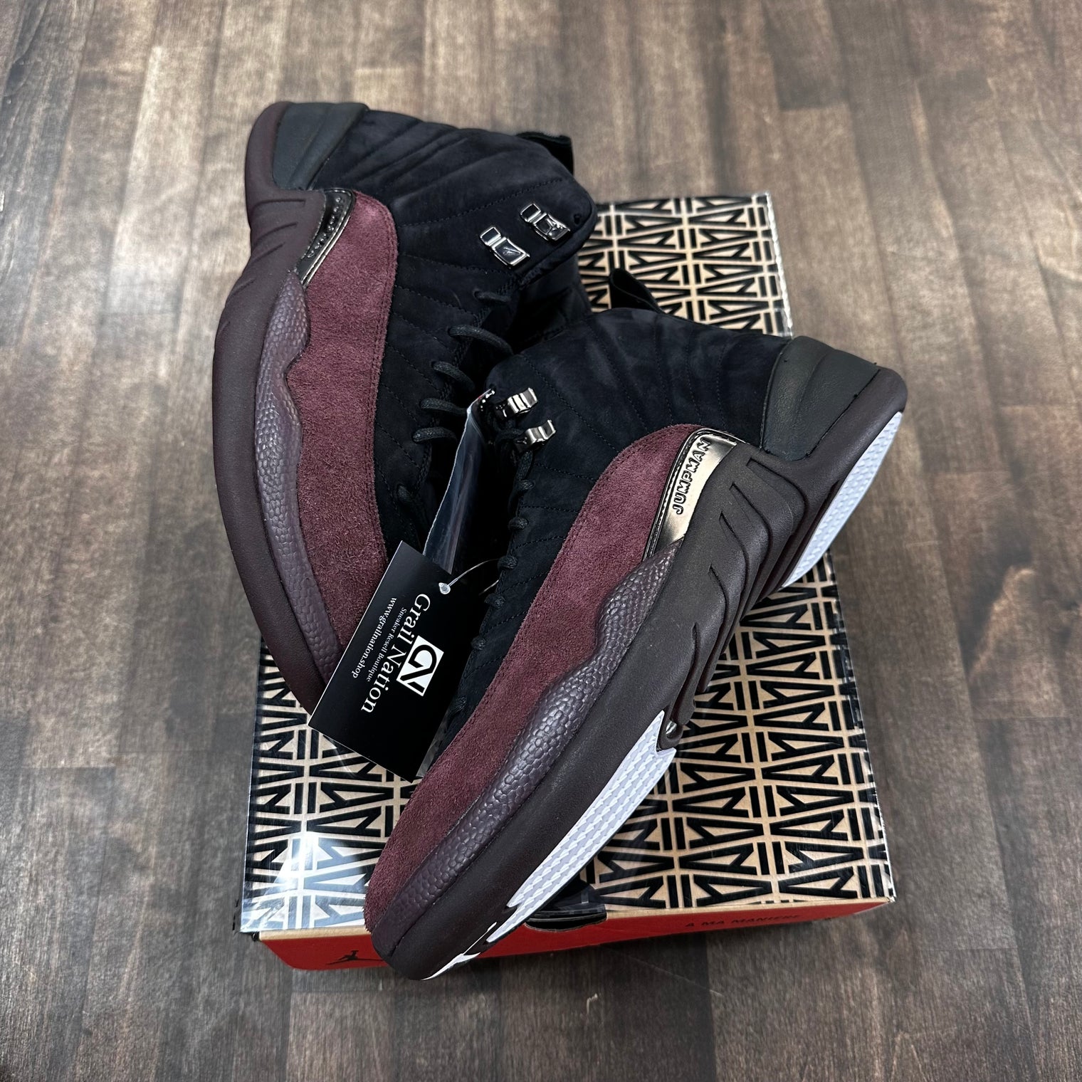 (W) A Ma Maniere Jordan 12 Burgundy Black (Tried On)