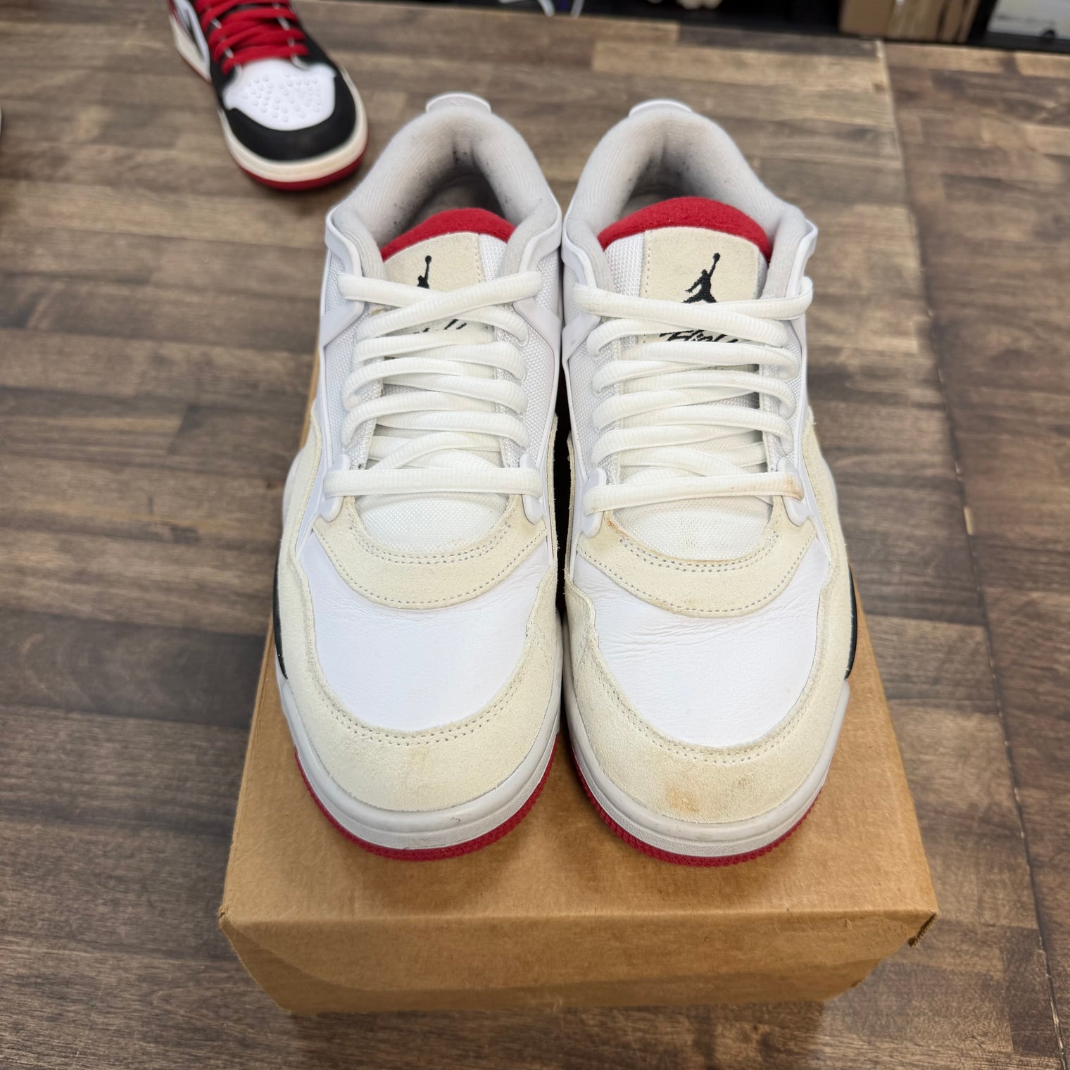 Jordan 4 RM White Fire Red (US 9.5) (USED, No Box)