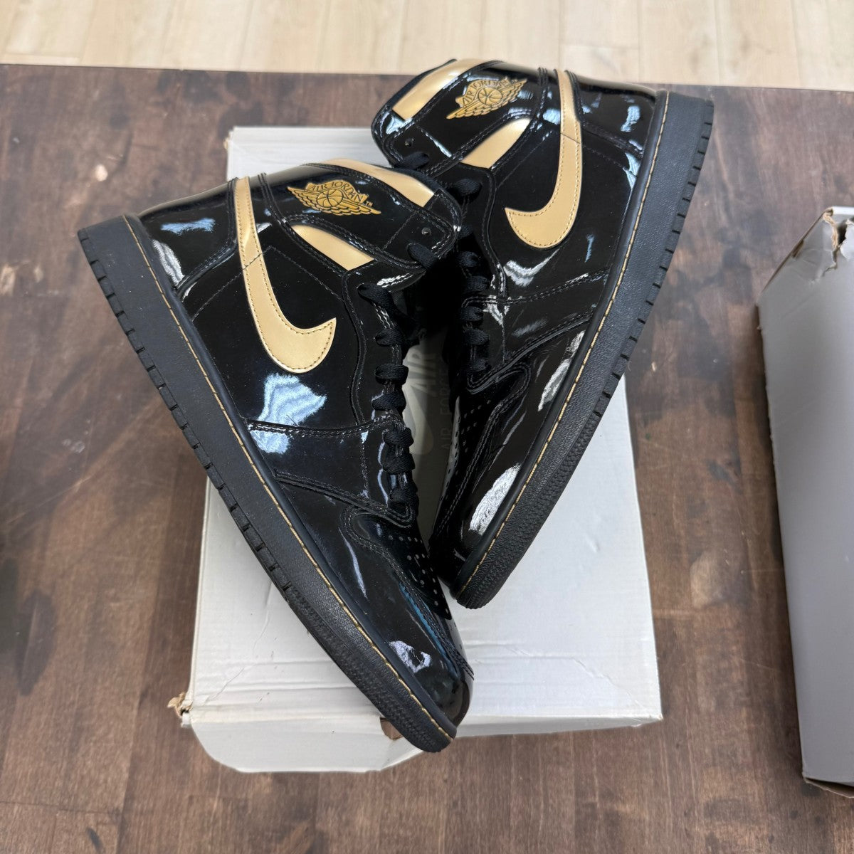Jordan 1 Retro High Black Metallic Gold (2020) Size 12 (Pre-Owned) - Image 1