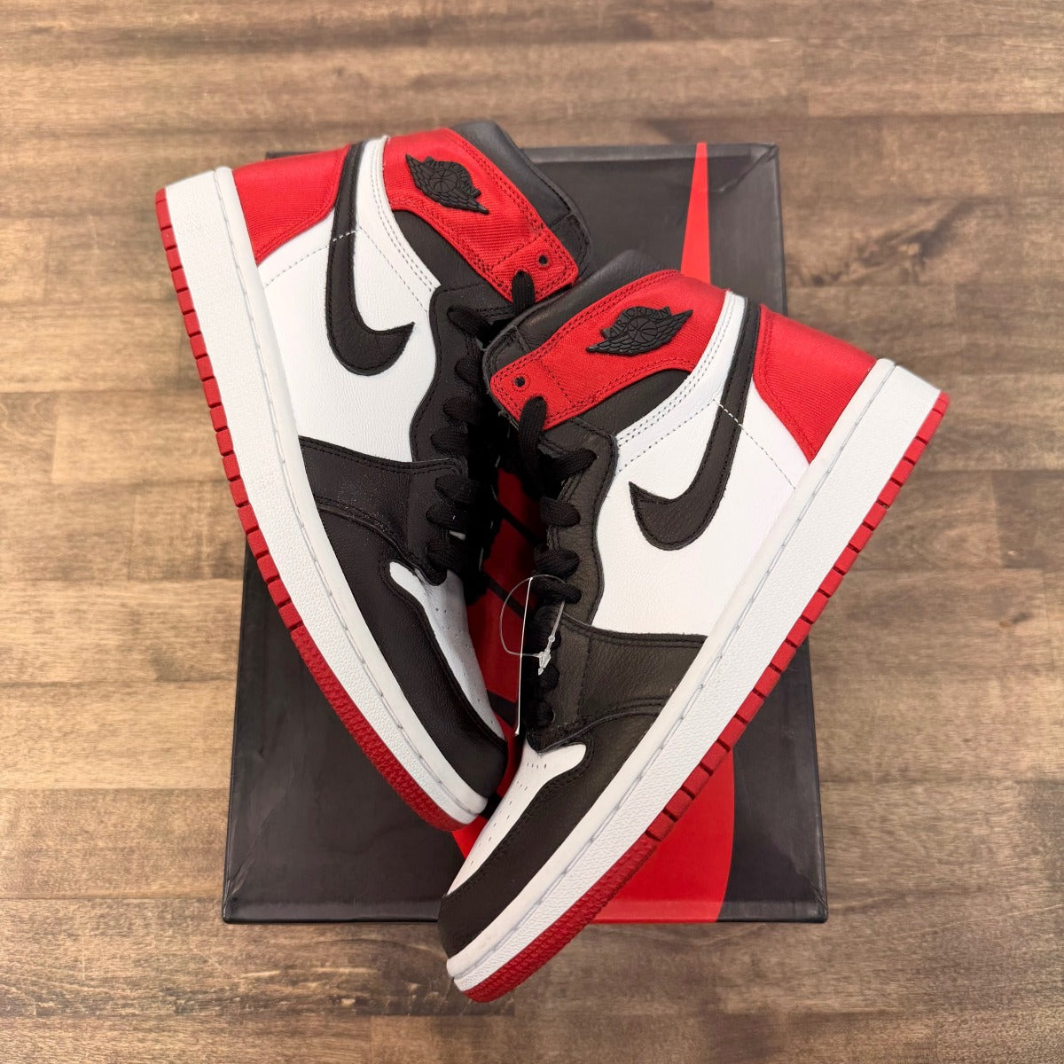Jordan 1 Retro High Satin Black Toe (Women's) - Image 1