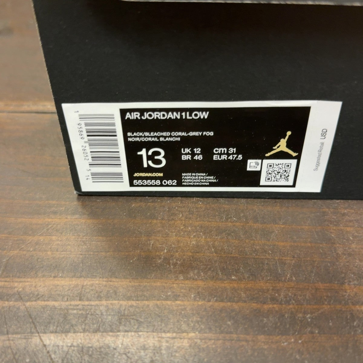Jordan 1 Low Black Grey Pink Size 13 (Pre-Owned) - Image 8