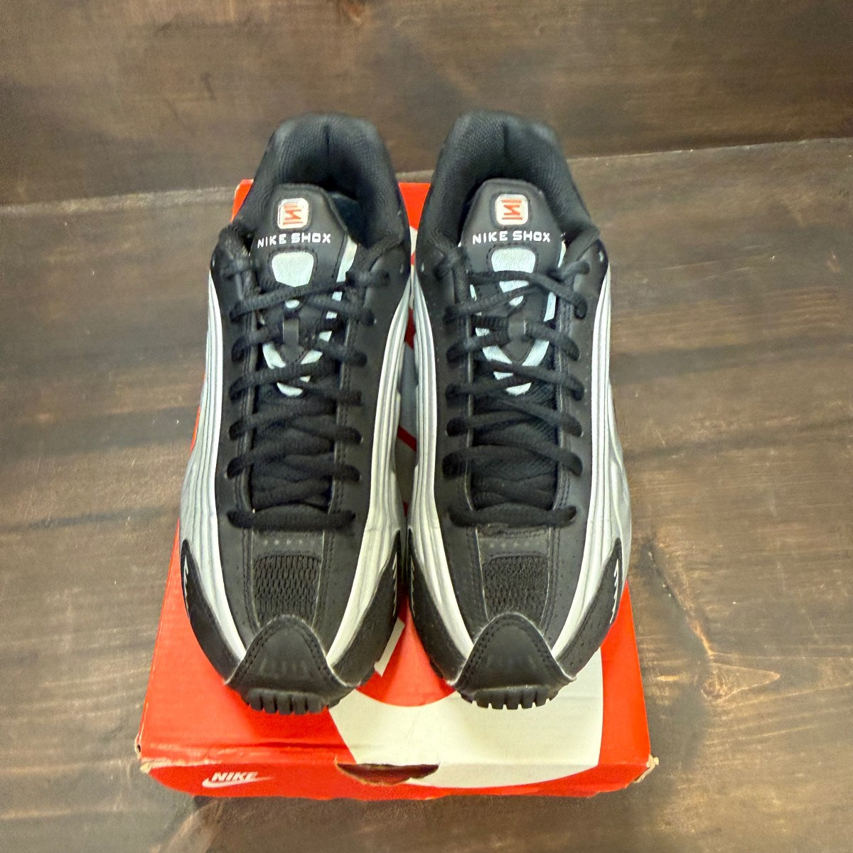 Nike Shox R4 Metallic Silver Black Picante Red (GS) - Image 3
