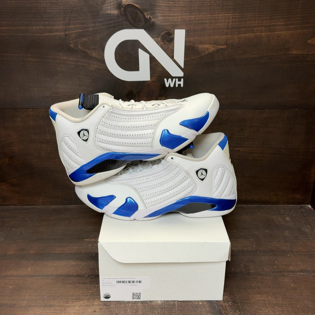 Jordan 14 Retro White Hyper Royal Size 13 (Pre-Owned) - Image 1
