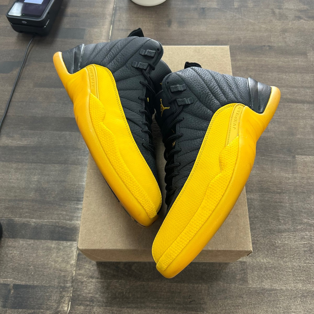 Jordan 12 Retro Black University Gold Size 9.5 (Pre-Owned) - Image 1