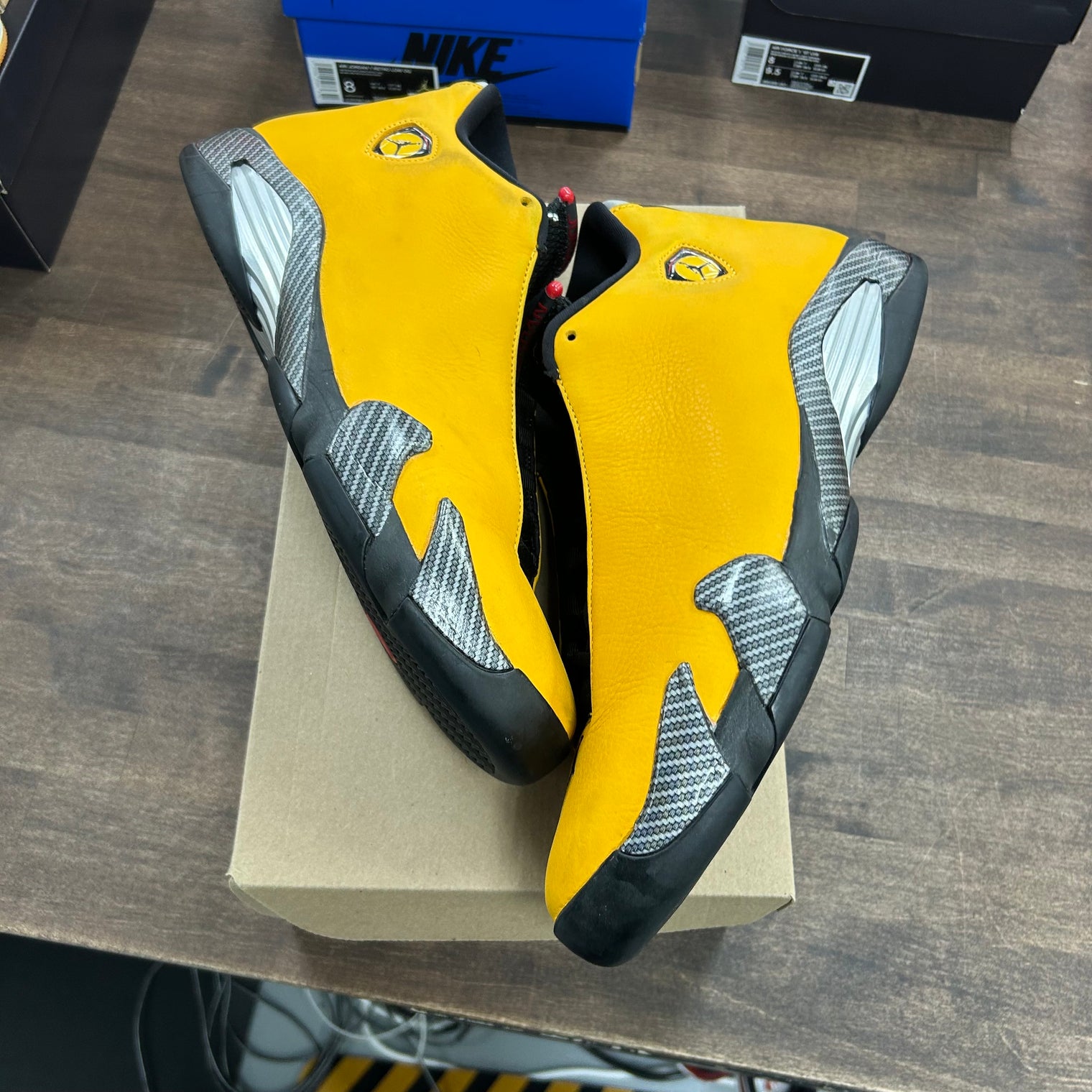 University Gold Ferrari Jordan 14 Retro (USED, No Box)