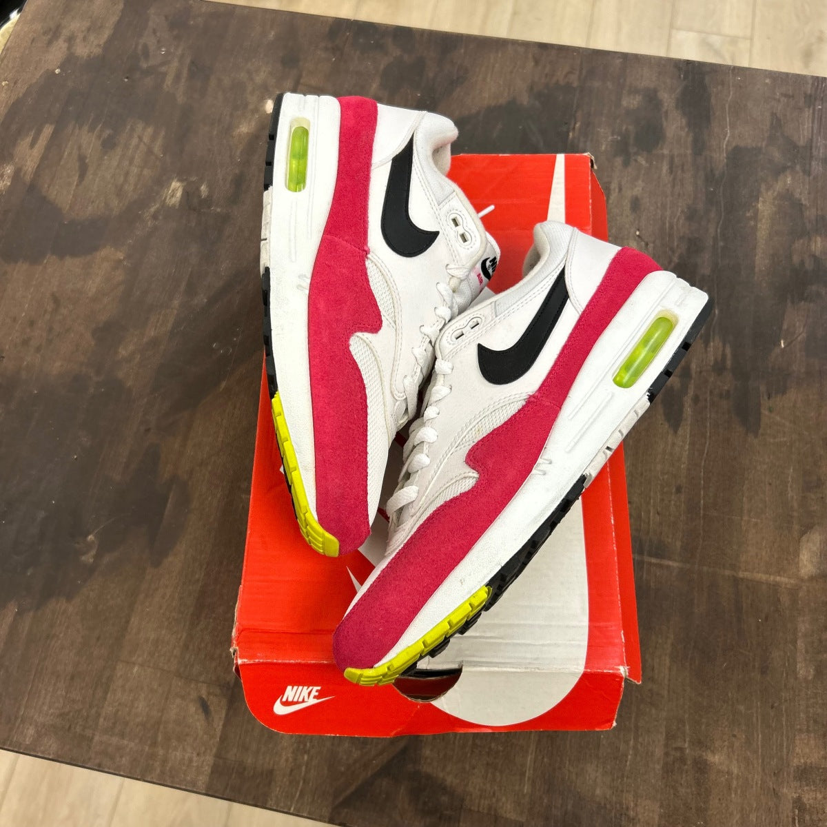 Nike Air Max 1 White Black Volt Rush Pink - Image 1