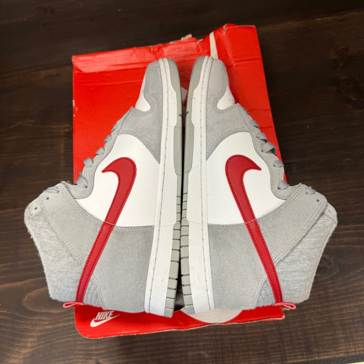 Nike Dunk High Light Smoke Grey Gym Red - Image 5