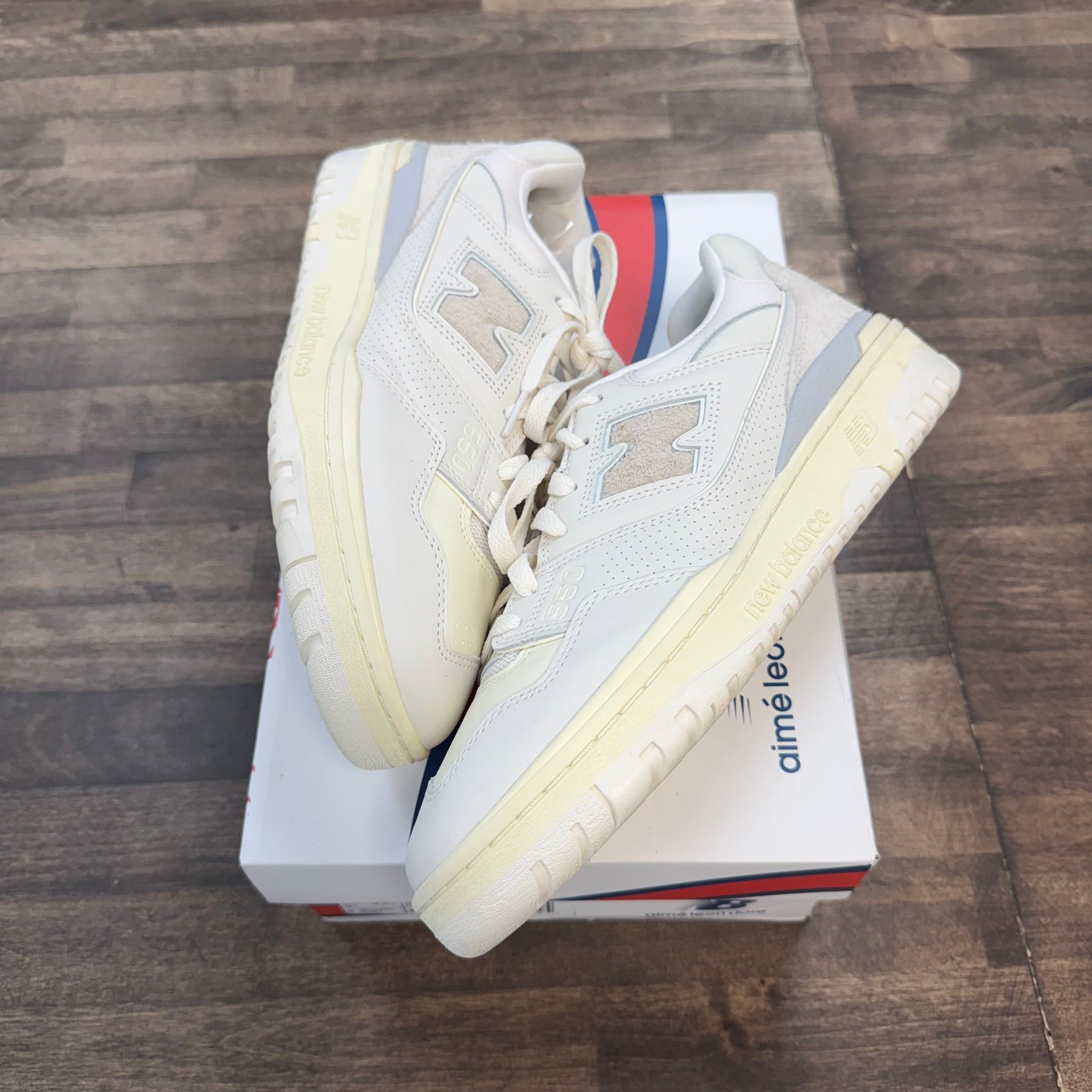 Aime Leon Dore White Leather New Balance 550 (USED)