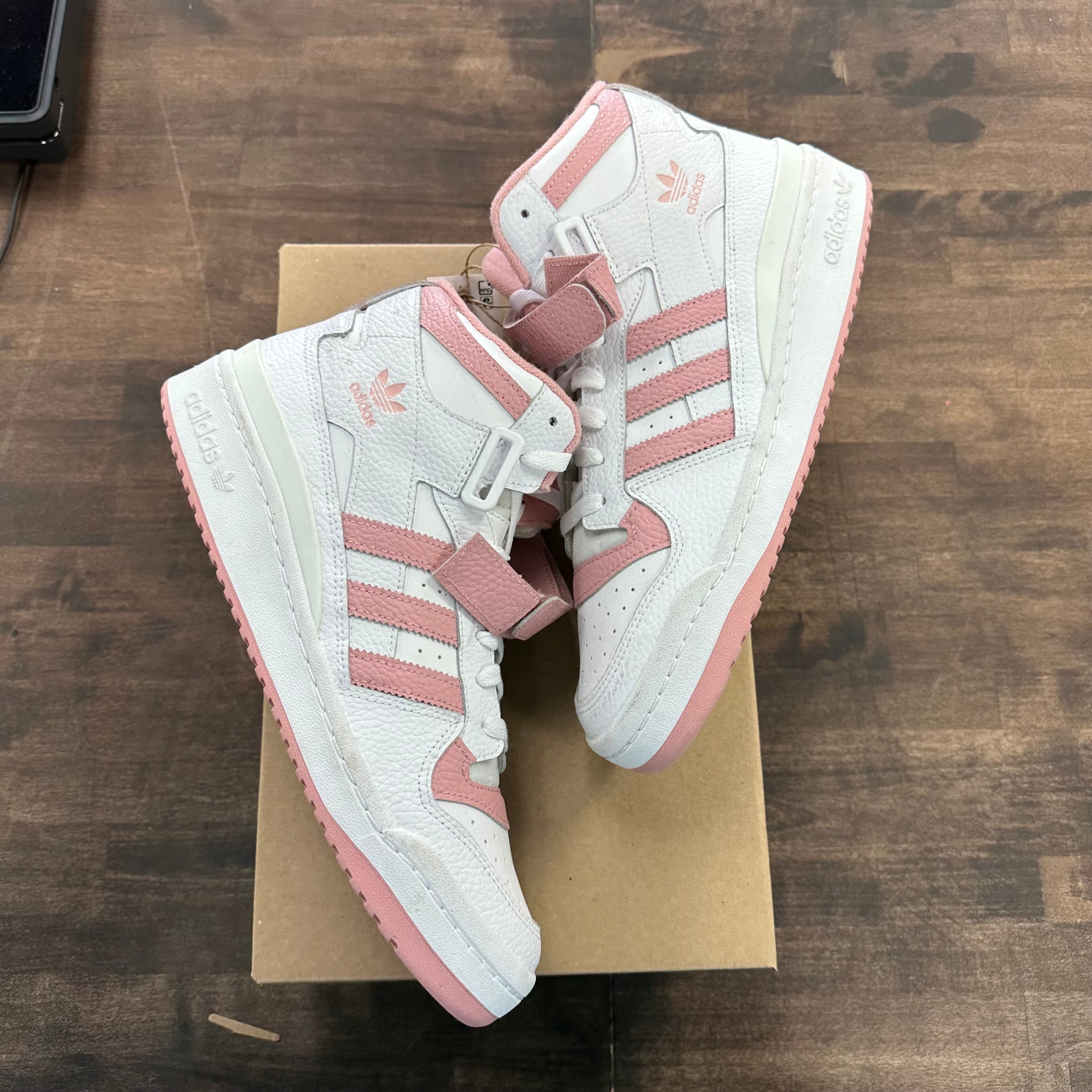 adidas Pink White adidas Forum Mid (US 10) (USED,No Box) Size 10 (Pre-Owned) - Image 1