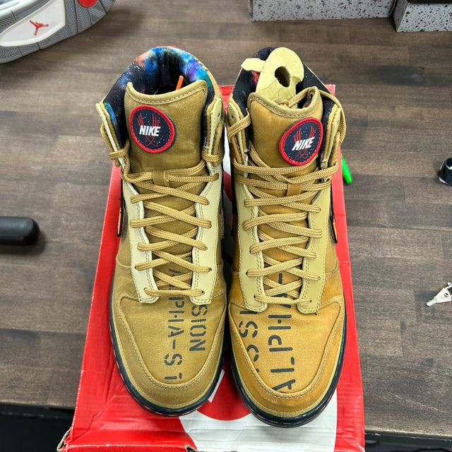 All-Star Galaxy Gold Nike Dunk High (USED, Replacement Box)