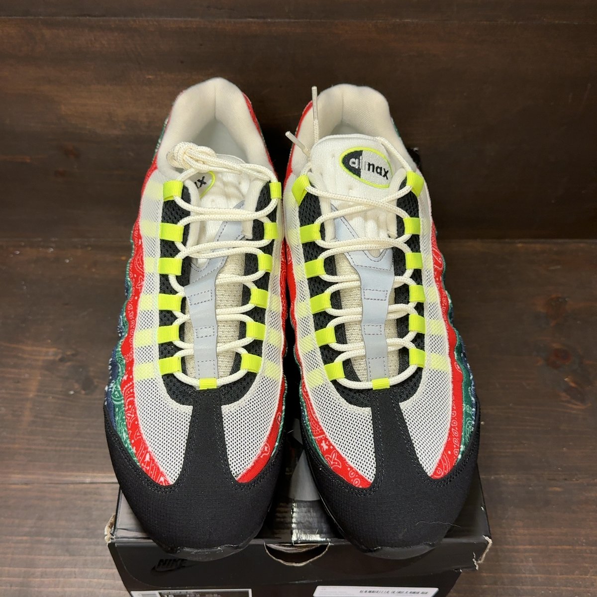 Nike Air Max 95 OG Big Bubble Neon Paisley Bandana Size 15 (Pre-Owned) - tag