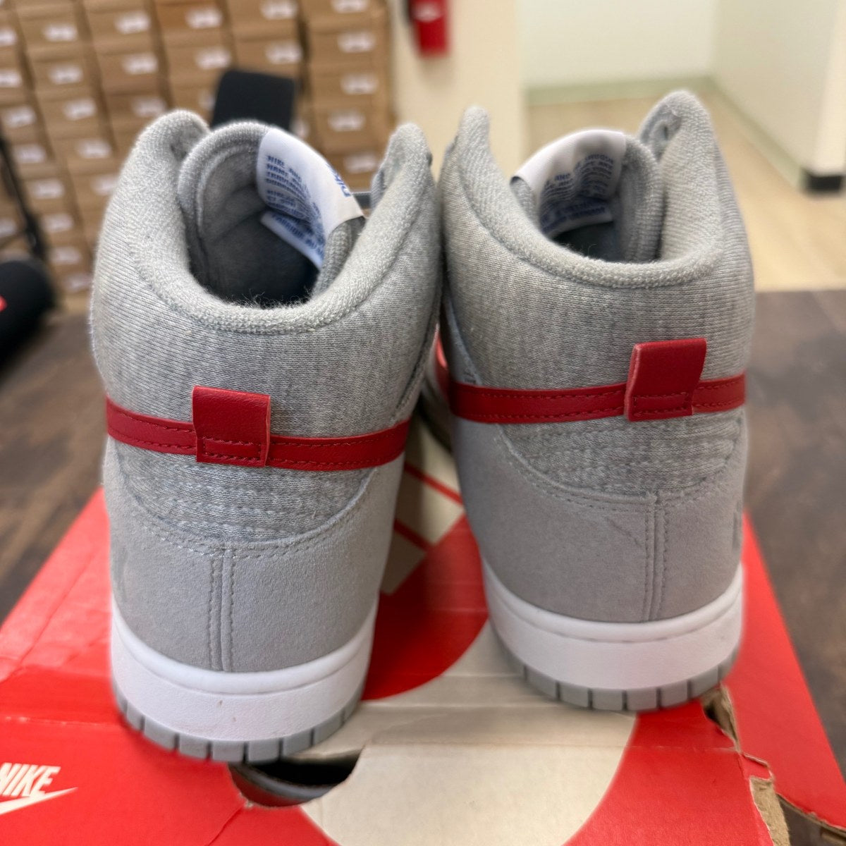 Nike Dunk High Light Smoke Grey Gym Red - Image 5