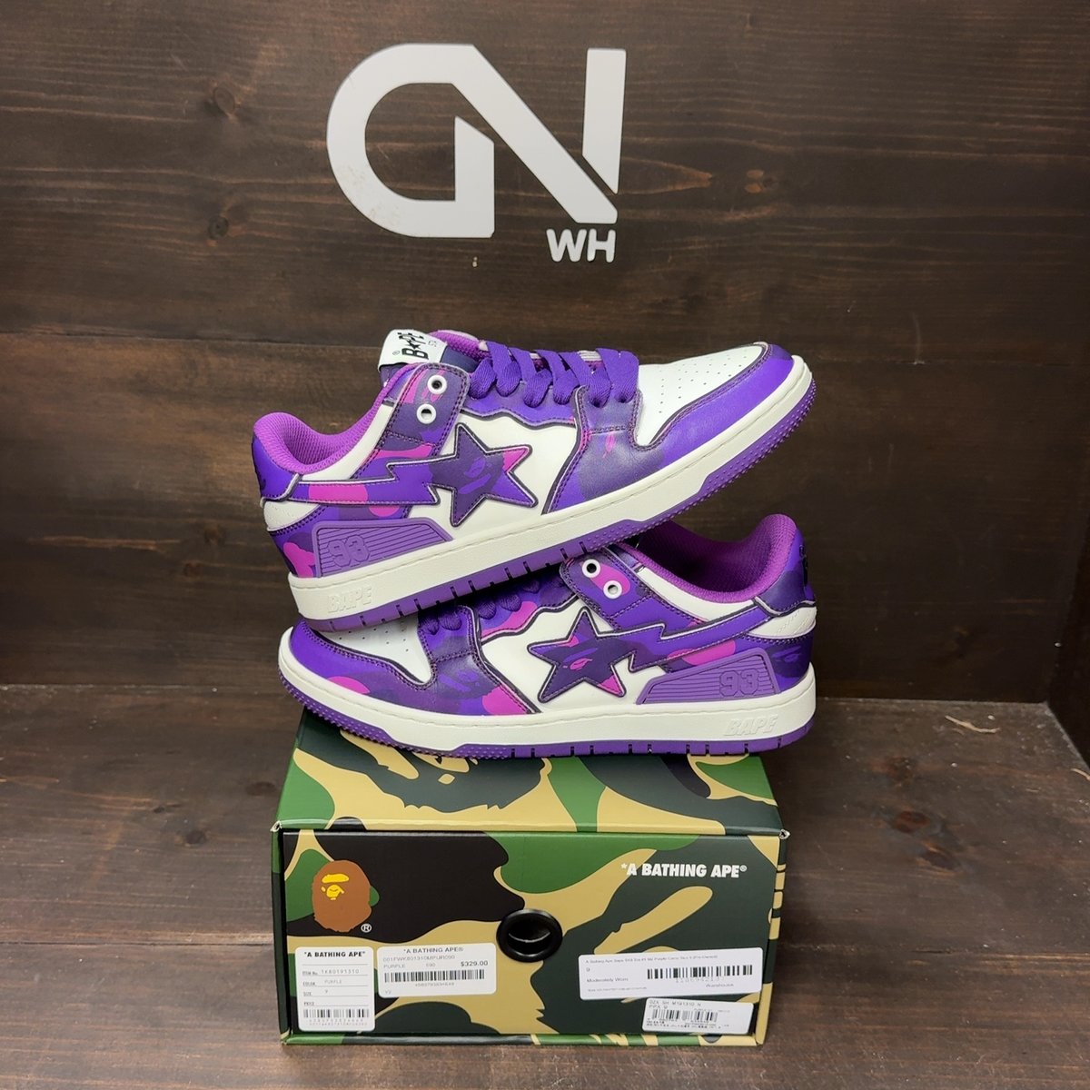 A Bathing Ape Bape SK8 Sta #1 M2 Purple Camo Size 9 (Pre-Owned) - front