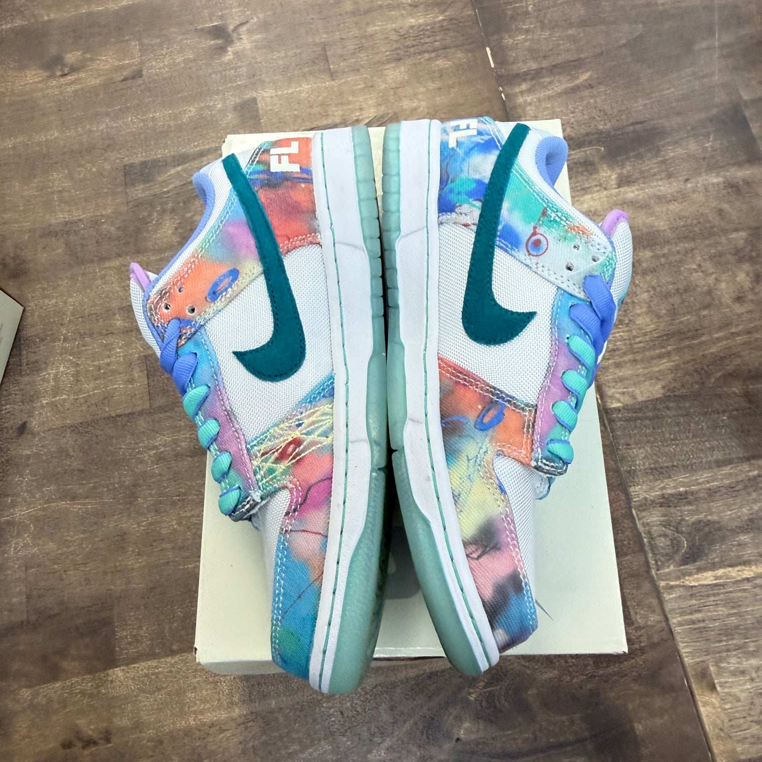 Futura Laboratories Bleached Aqua Nike SB Dunk Low (Lightly Worn)