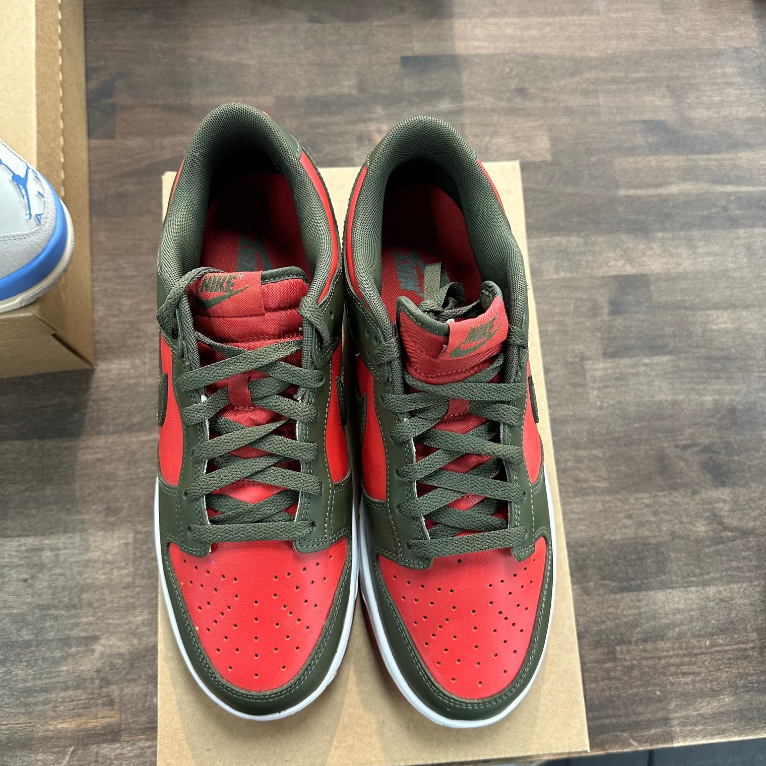 Nike Dunk Low Mystic Red Cargo Khaki (US 10) (Lightly Worn, No Box)