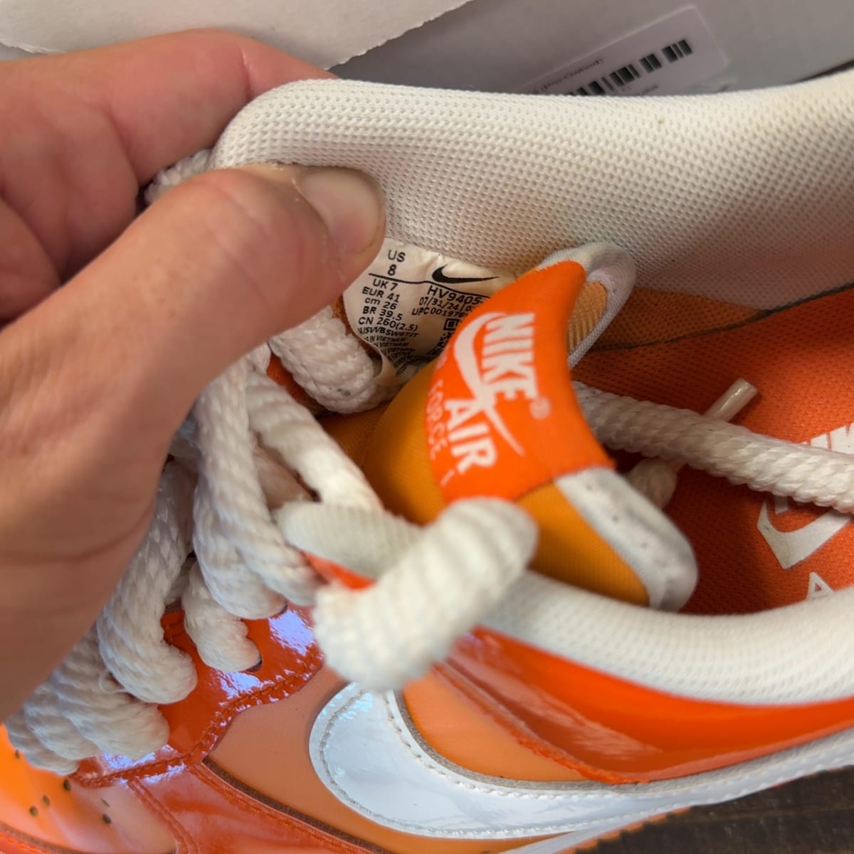Nike Air Force 1 Low '07 Orange White Patent Size 8 (Pre-Owned) - aux