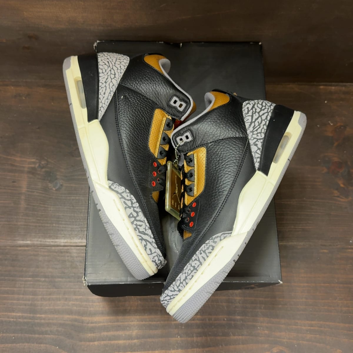 Jordan 3 Retro Black Cement Gold (Women's) Size 10.5W (Pre-Owned) - back