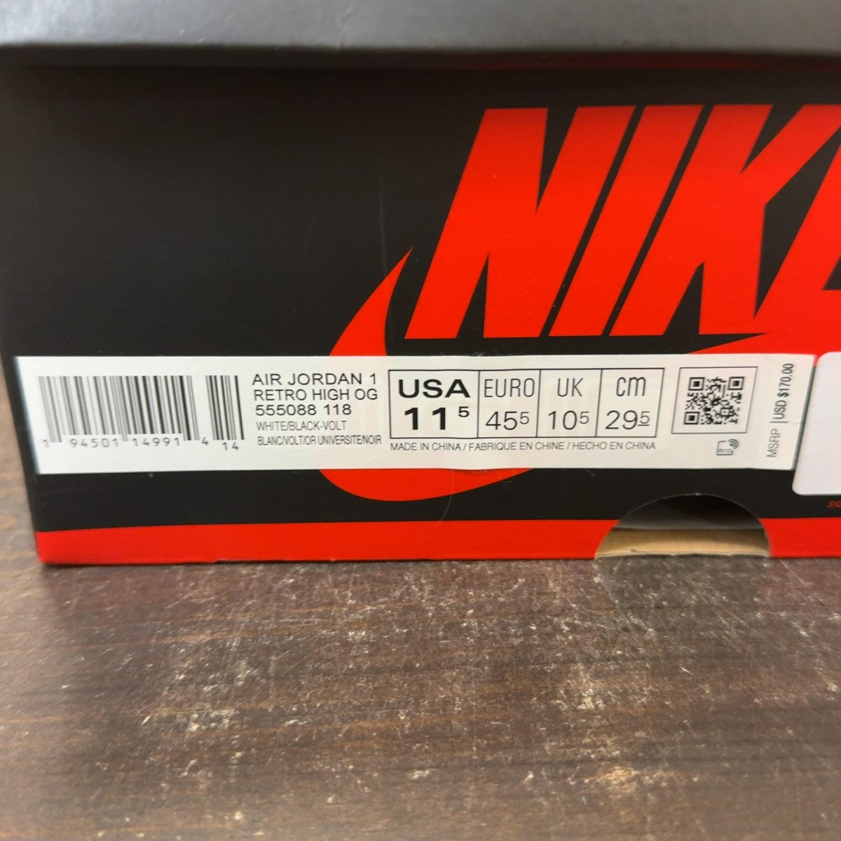 Jordan 1 Retro High White Black Volt University Gold - Image 7