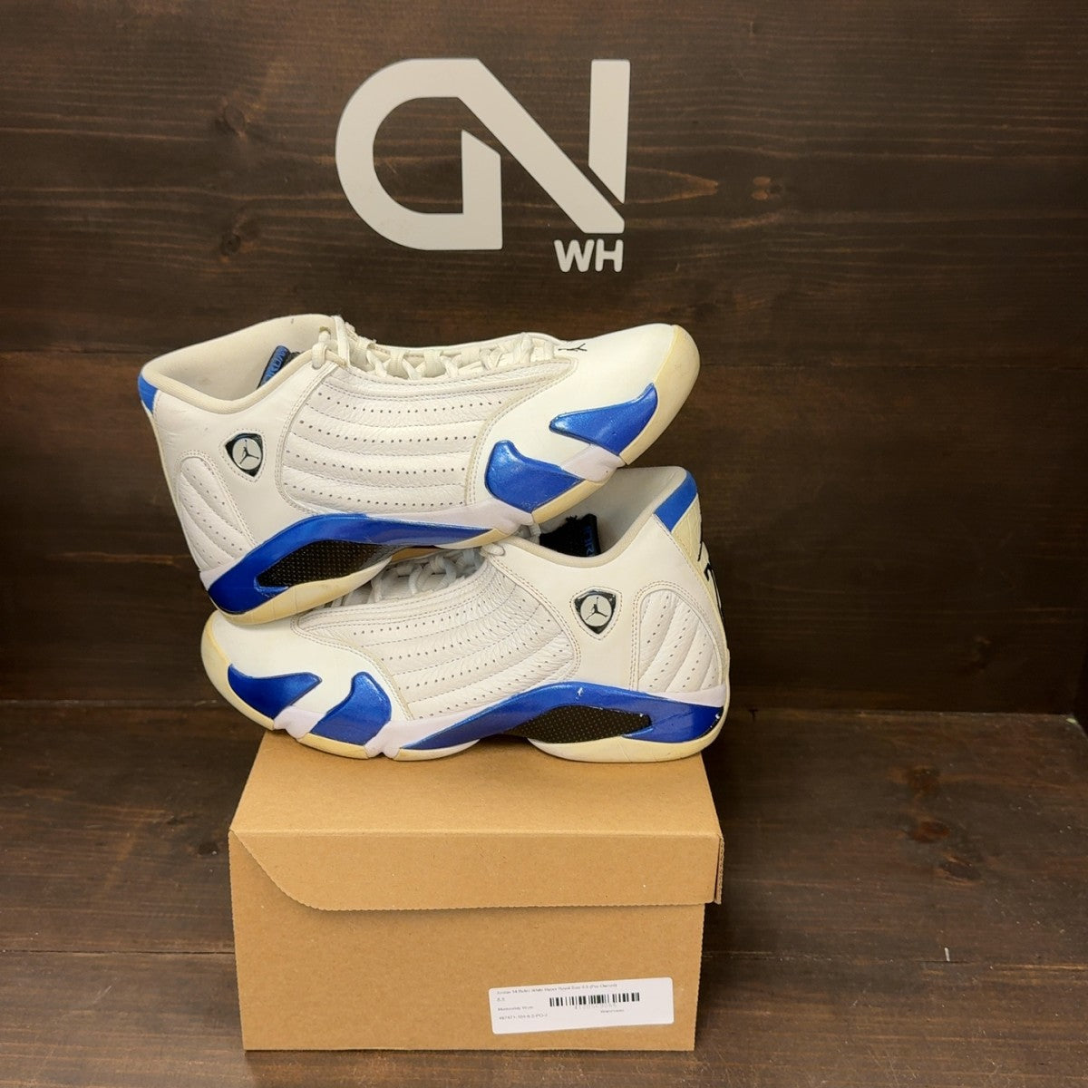 Jordan 14 Retro White Hyper Royal Size 8.5 (Pre-Owned) - Image 1