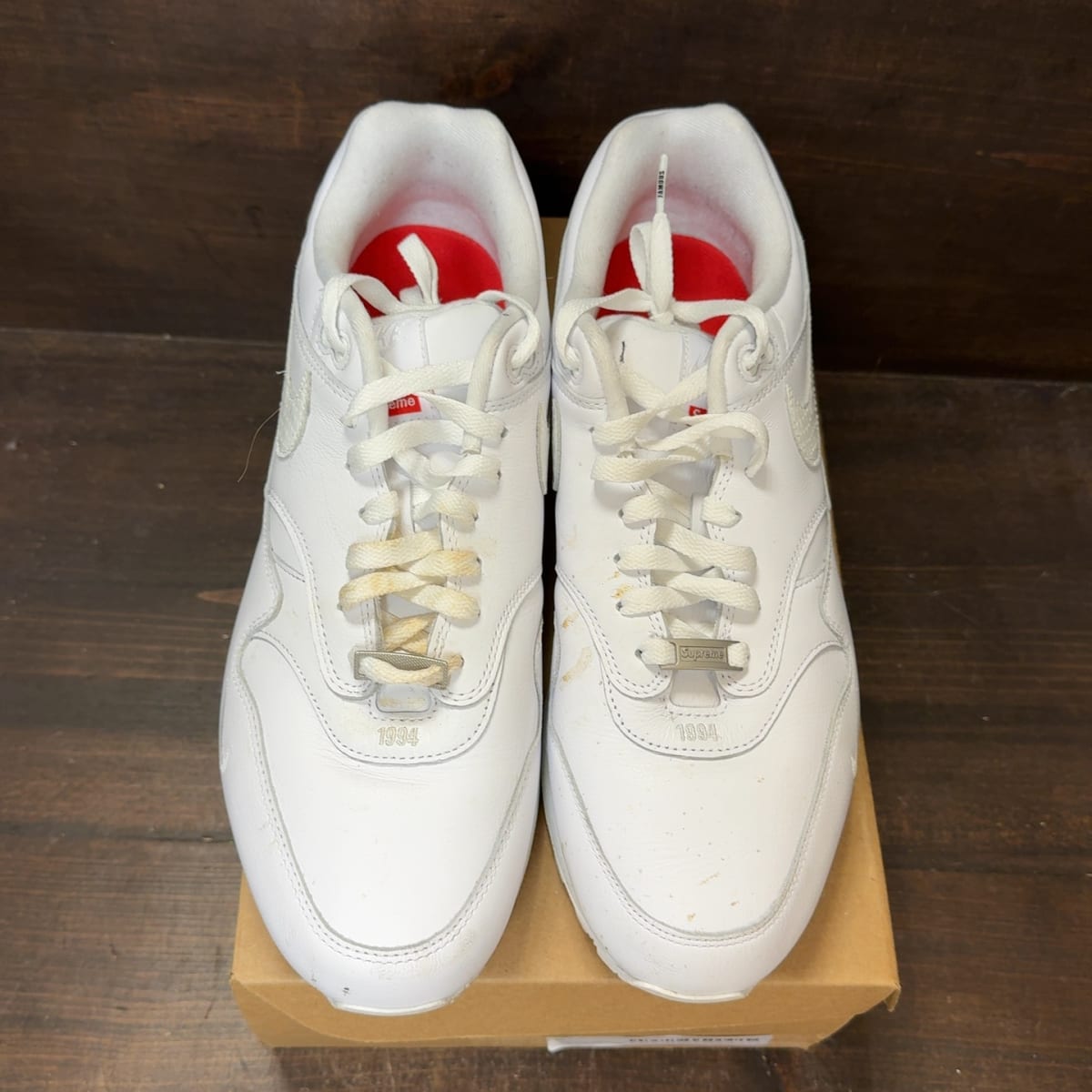 Nike Air Max 1 '87 SP Supreme Triple White Size 13 (Pre-Owned) - tag