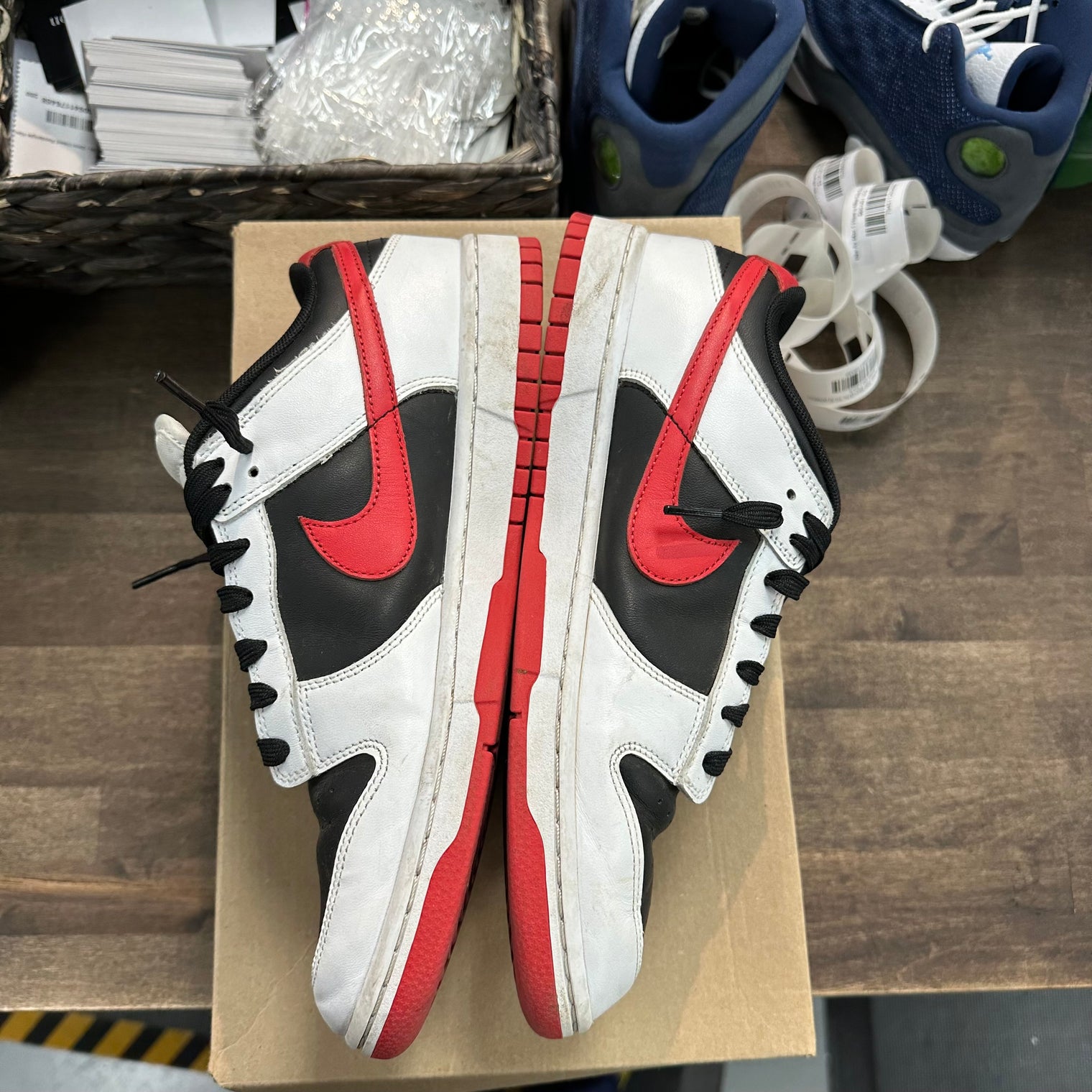 Nike Dunk Low Retro White Black University Red (US 10) (USED, No Box)