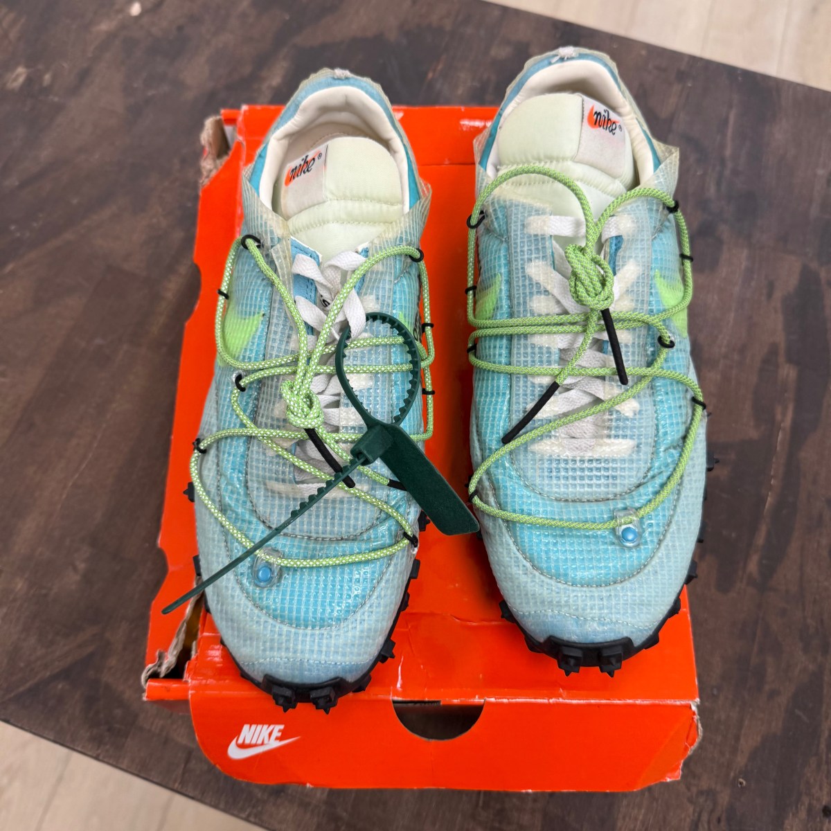 Nike Waffle Racer Off-White Vivid Sky (Women's) - Image 2