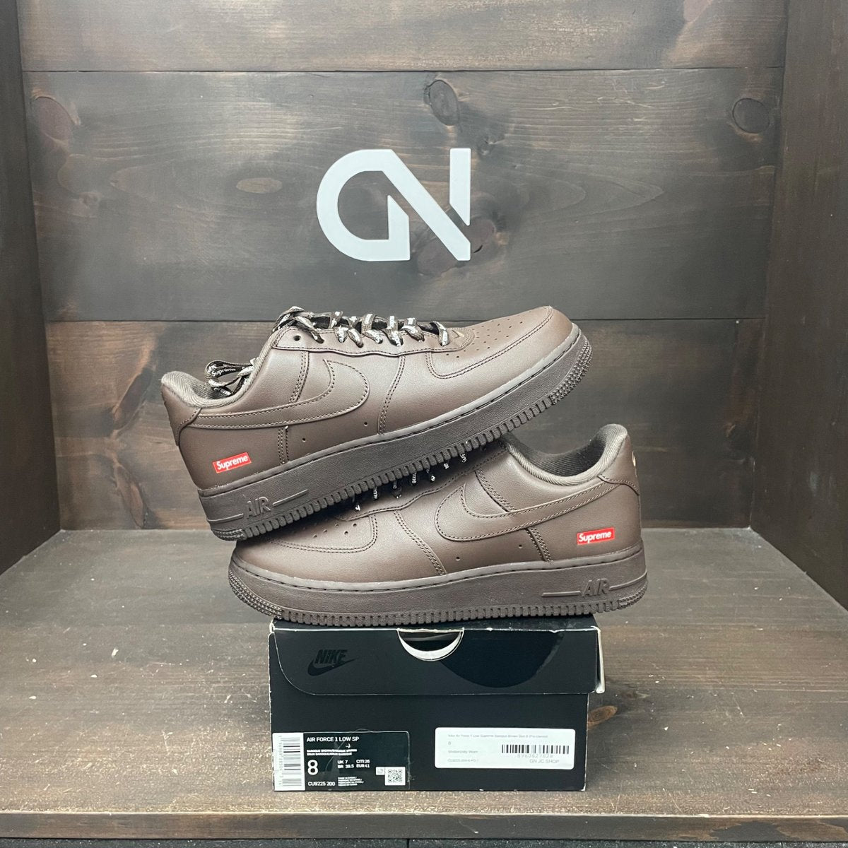 Nike Air Force 1 Low Supreme Baroque Brown Size 8 (Pre-Owned) - front