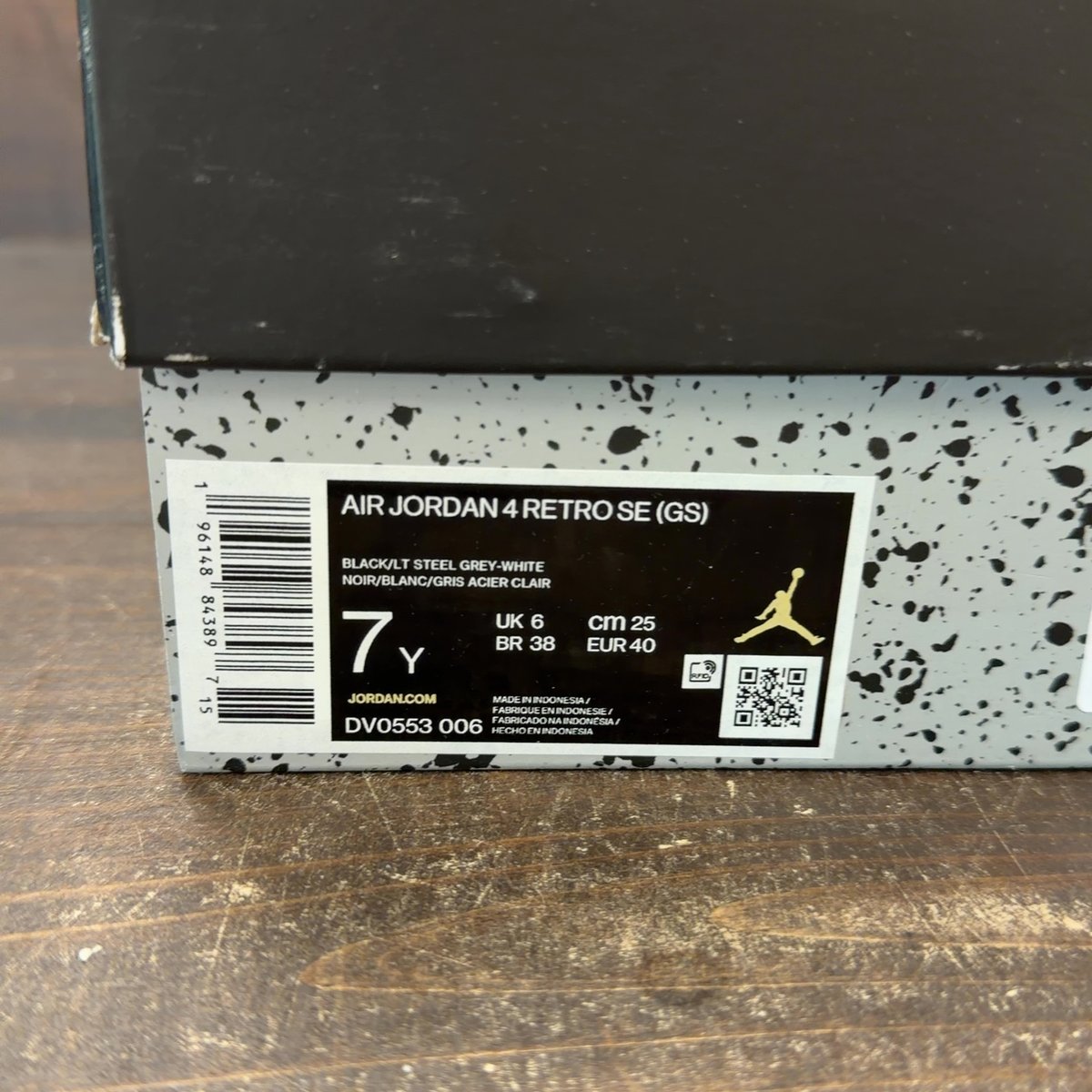 Jordan 4 Retro Black Canvas (GS) Size 7Y (Pre-Owned) - aux
