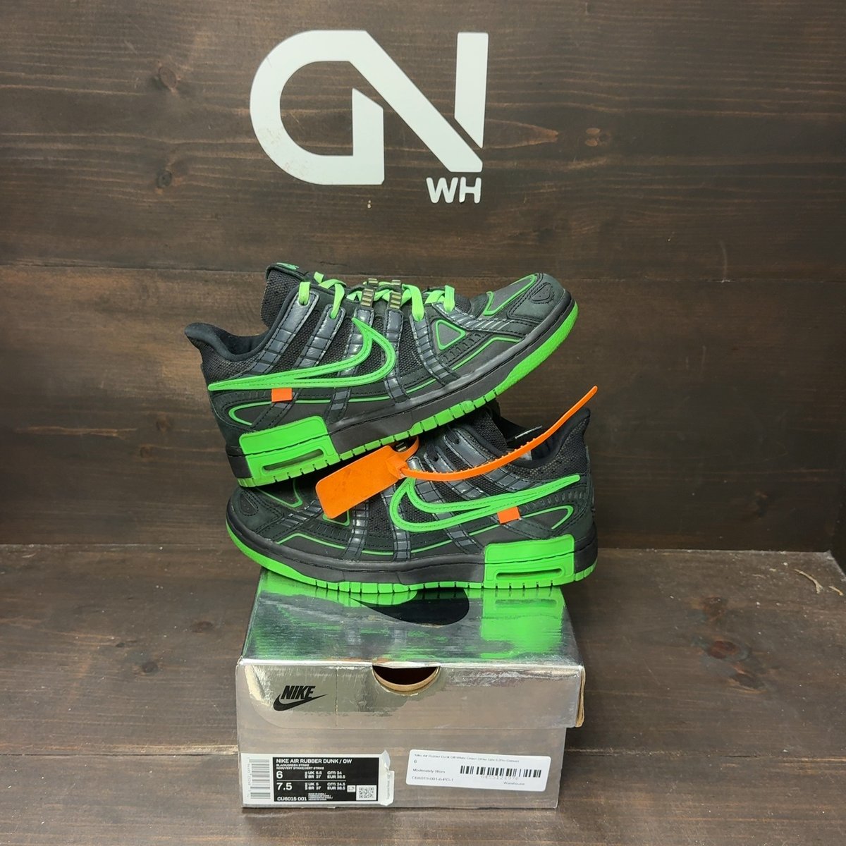 Nike Air Rubber Dunk Off-White Green Strike Size 6 (Pre-Owned) - front