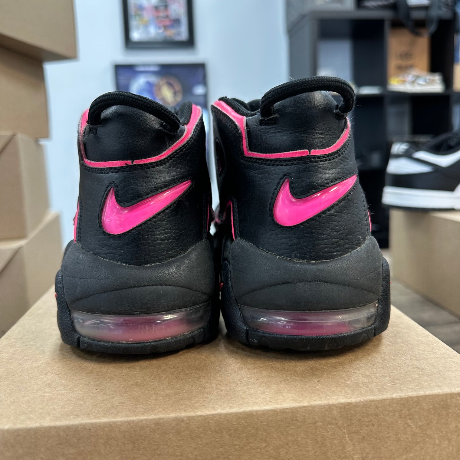 Nike Air More Uptempo Black Pink Blast (US 7Y) (USED, No Box)