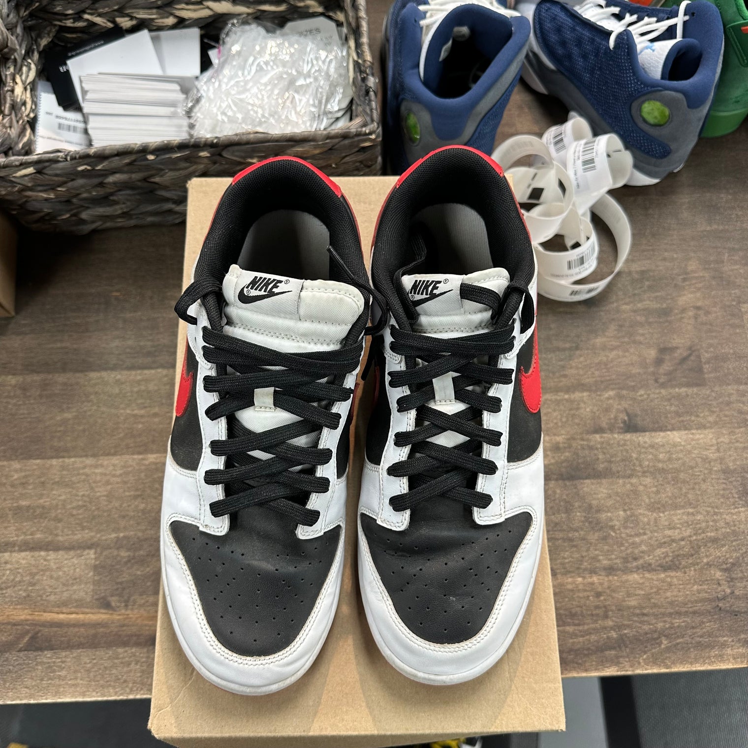 Nike Dunk Low Retro White Black University Red (US 10) (USED, No Box)