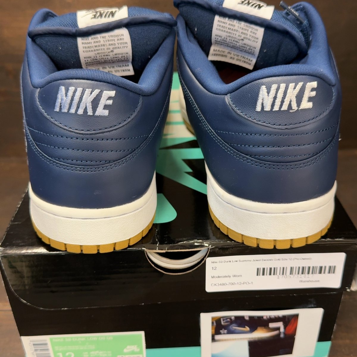 Nike SB Dunk Low Supreme Jewel Swoosh Gold Size 12 (Pre-Owned) - aux