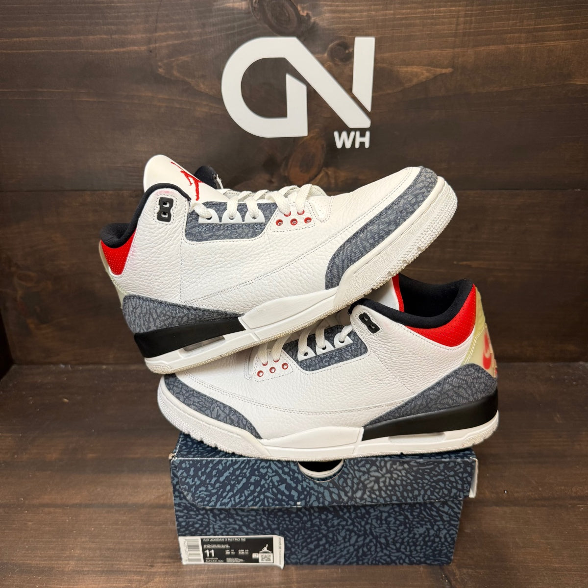 Jordan 3 Retro SE Fire Red Denim (2020) - Image 1