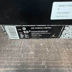 Jordan 4 Retro Bred (2019) Size 9 (Pre-Owned) - aux