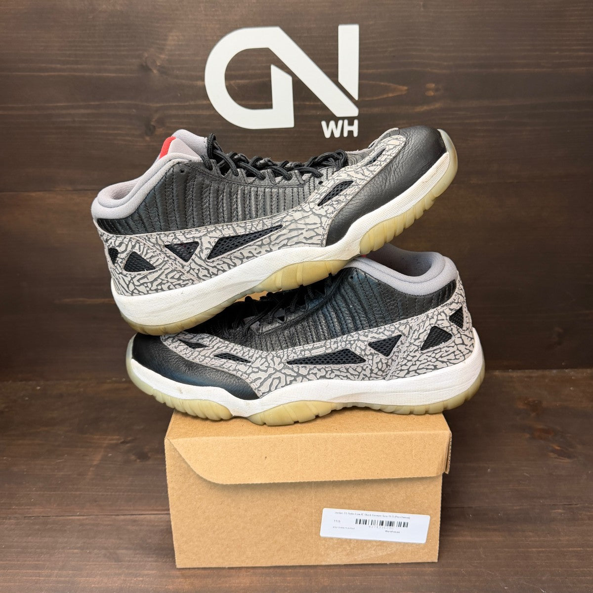 Jordan 11 Retro Low IE Black Cement Size 11.5 (Pre-Owned) - Image 1