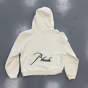 Rhude Off-White Embroidered Cursive Script ZipUp Size Large (Pre-Owned) - back