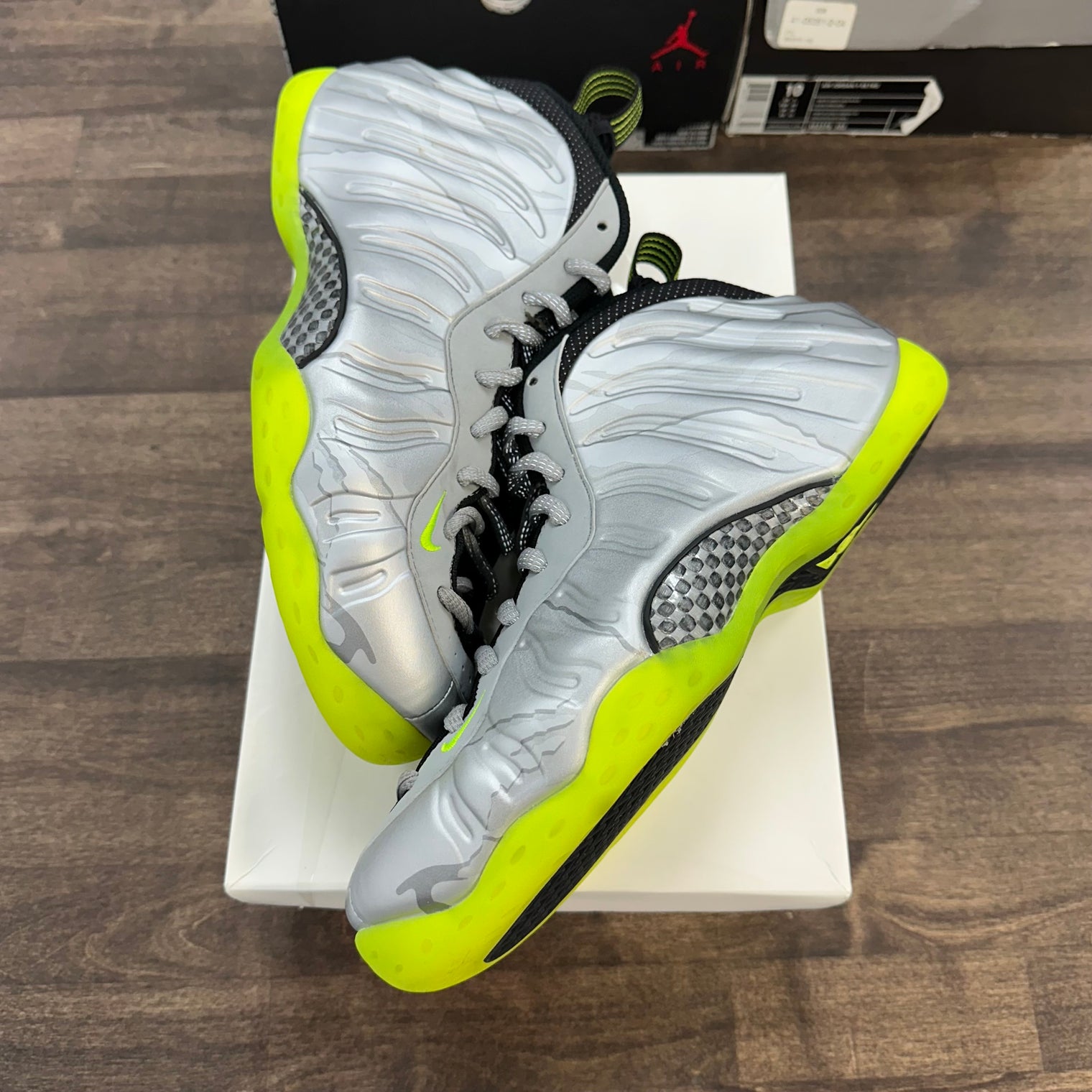 Silver Volt Camo Foamposite One (Used)