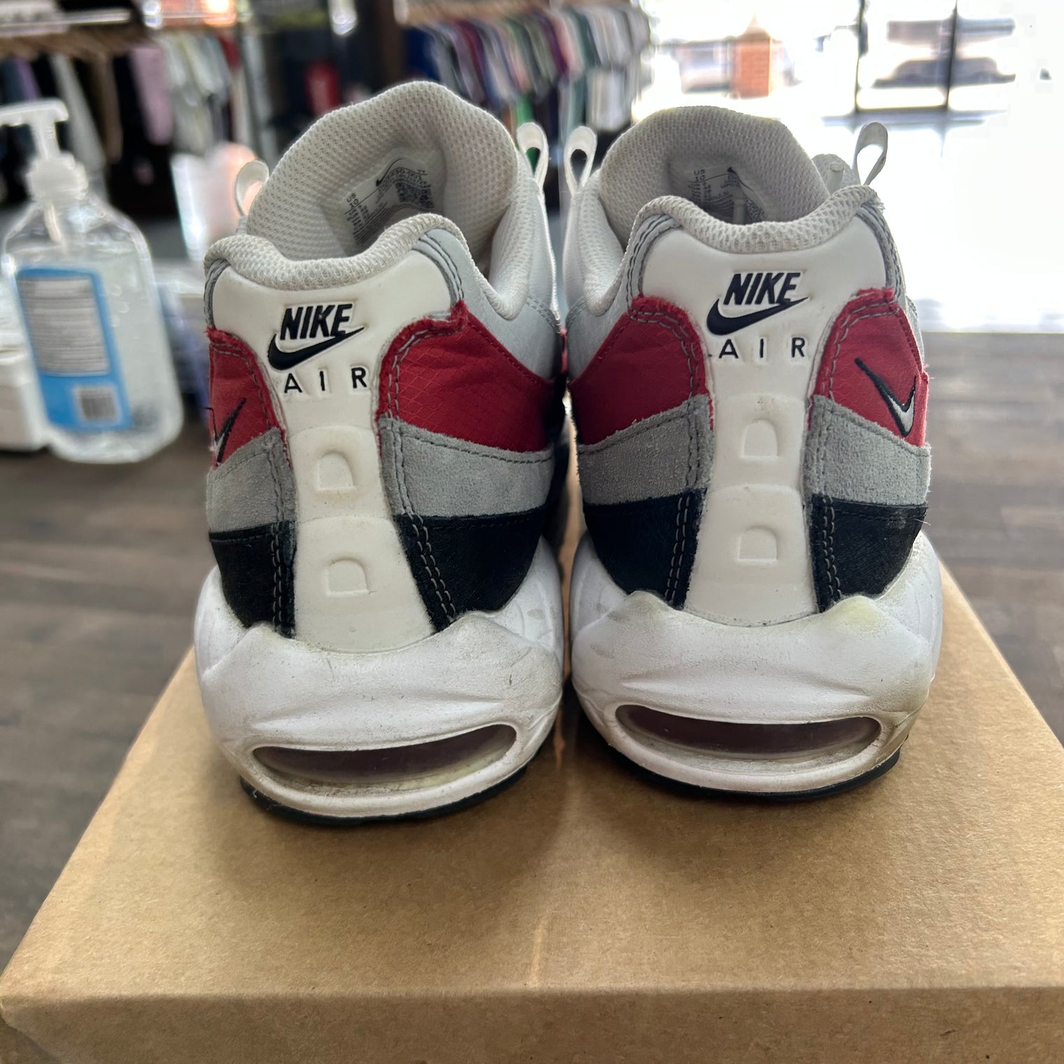 White Varsity Red Particle Grey Air Max 95 (USED,No Box)