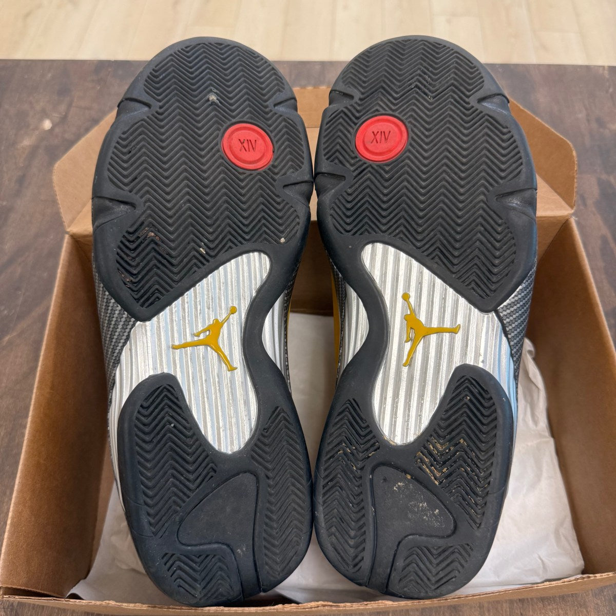 Jordan 14 Retro University Gold Size 12 (Pre-Owned) - Image 2