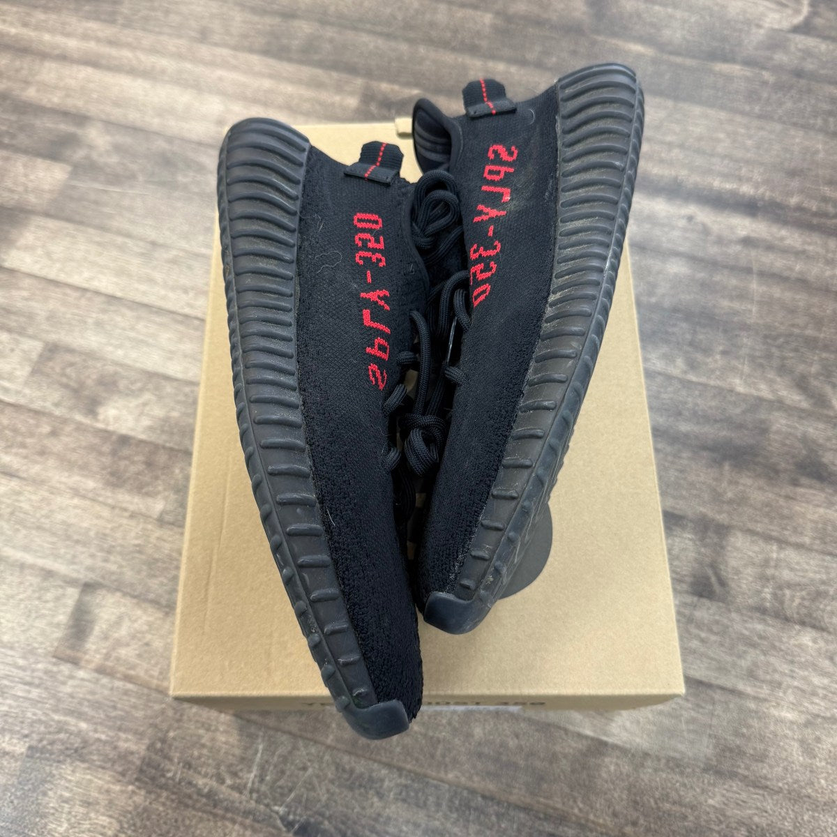 adidas Yeezy Boost 350 V2 Black Red Size 10 (Pre-Owned) - Image 1