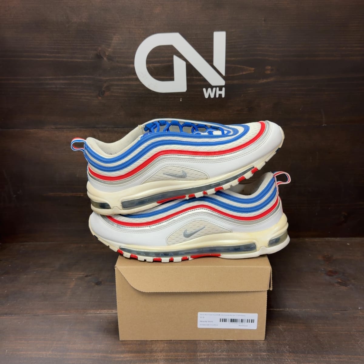 Nike Air Max 97 Game Royal Metallic Silver University Red Size 11.5 (Pre-Owned) - front